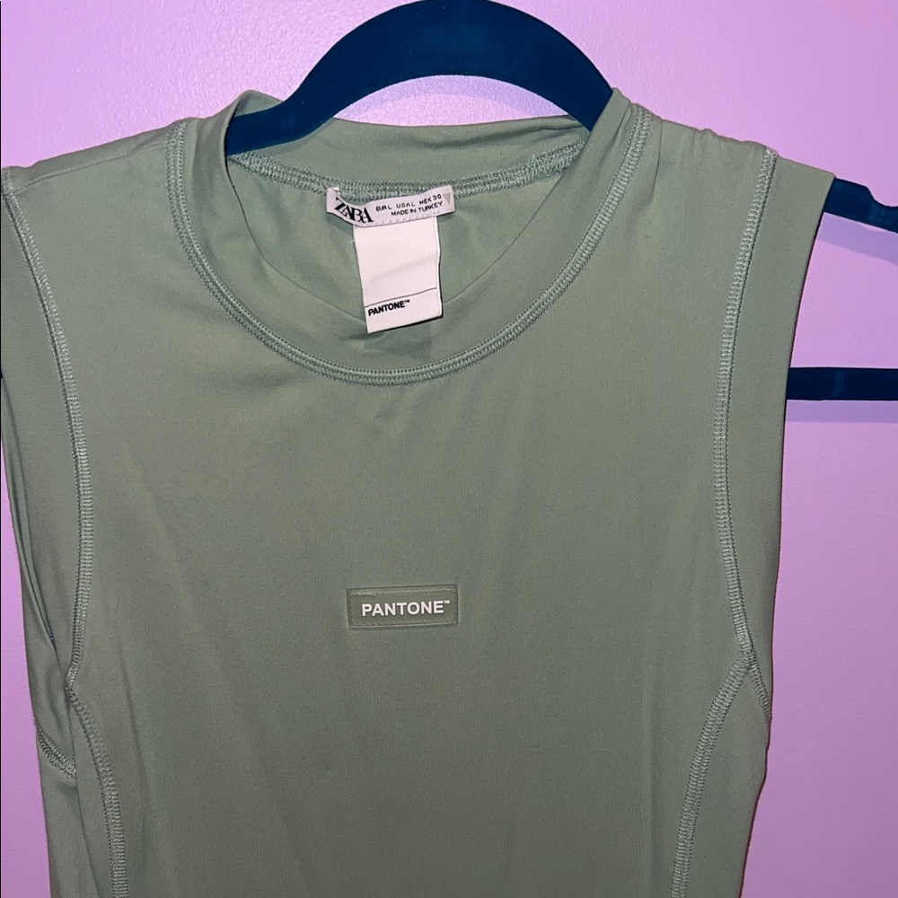 Zara Sage Green Muscle Tee
